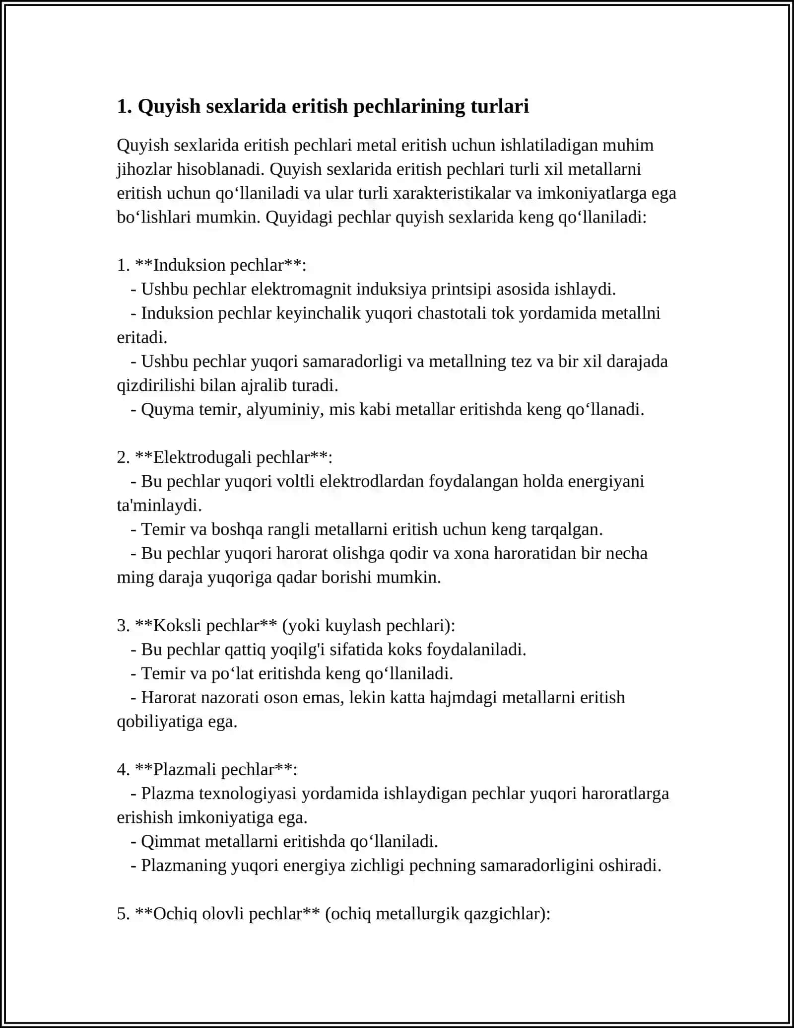 Quyish sexlarida eritish pechlarining turlari 3