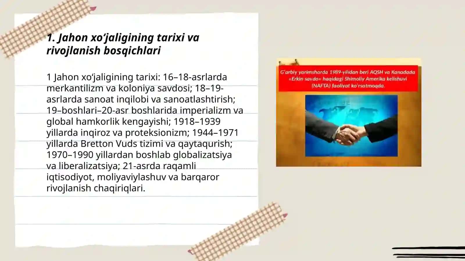 Jahon xo'jaligi uning evolyutsiyasi va jahon bozori Abdumannonova Gulzira 3
