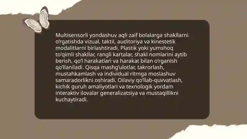 Aqli zaif bolalarga shaklarni o’rgatish 3
