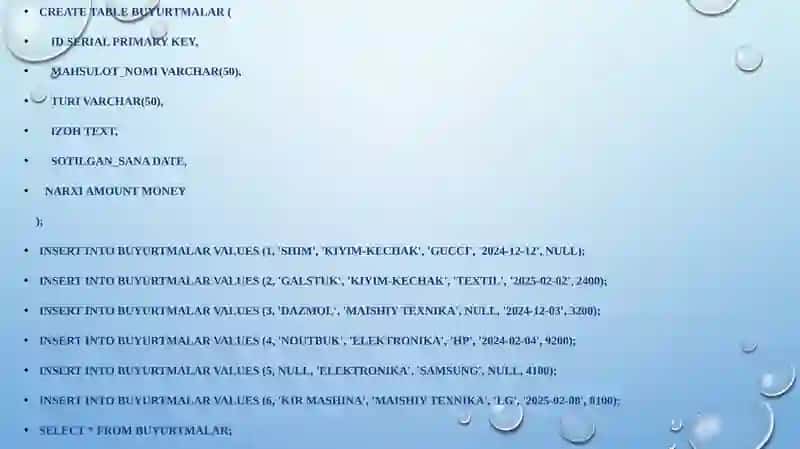 SQL da Agregat funksiyalar 3