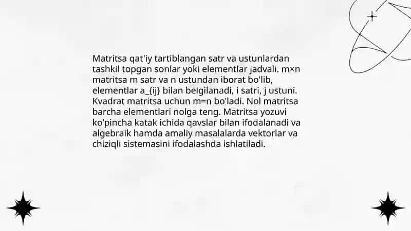 Matritsa haqida tushuncha.Matritsa tengligi va ular ustida amallar.teskari matritsa.matritsaning rangi 3