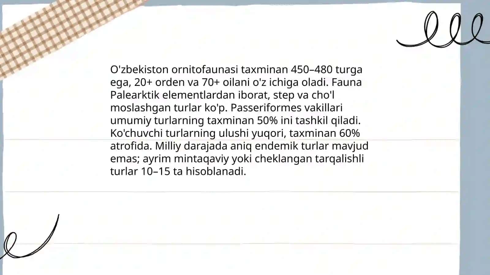O'zbekiston ornitafounasining taksonamik tahlili 3
