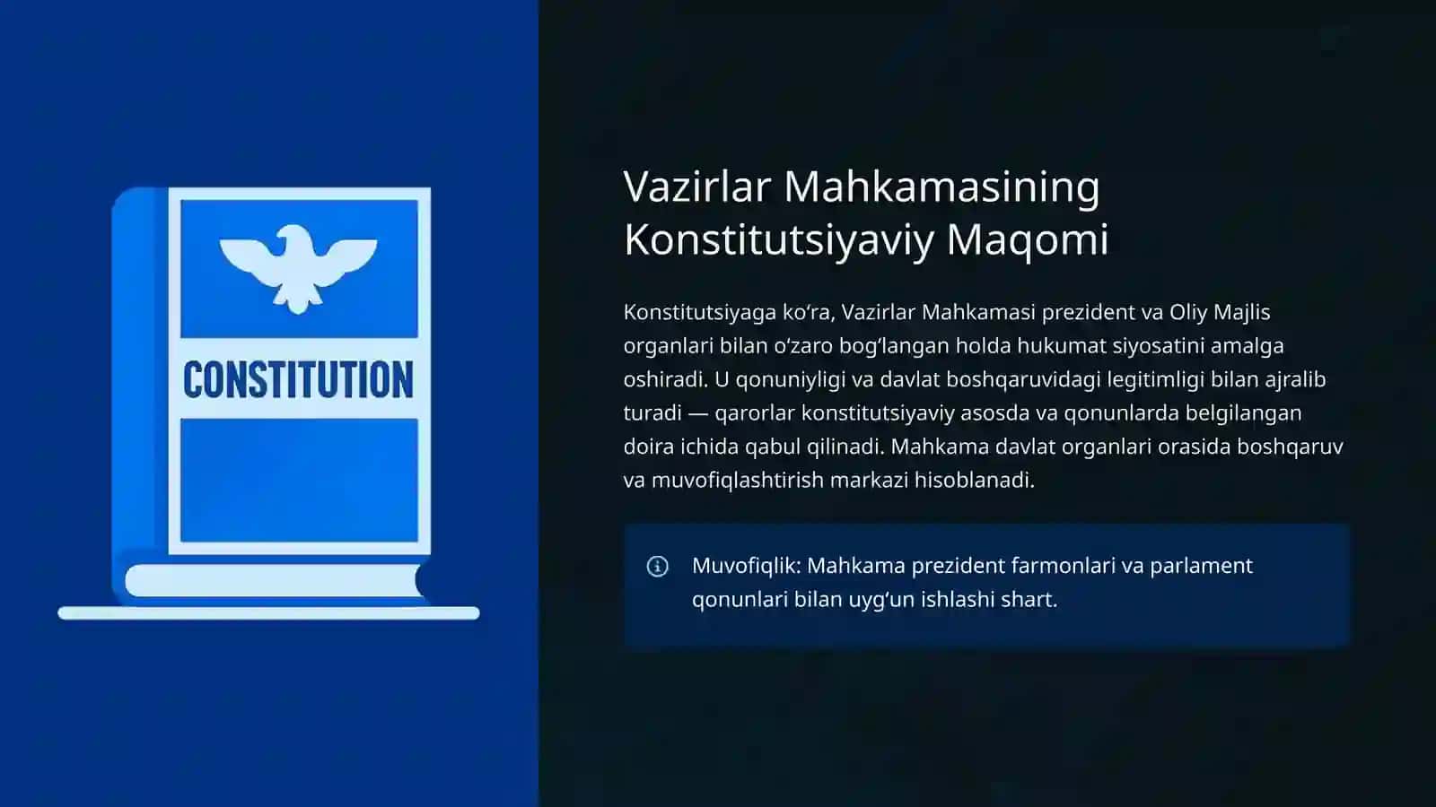 OʻZBEKISTON RESPUBLIKASI VAZIRLAR MAHKAMASI: Tuzilishi va Vazifalari 3