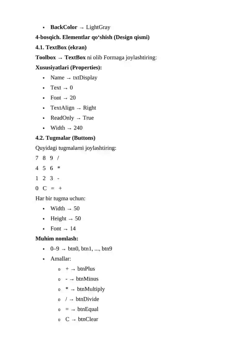 C# WinForms’da oddiy kalkulyator dasturini yaratish 3