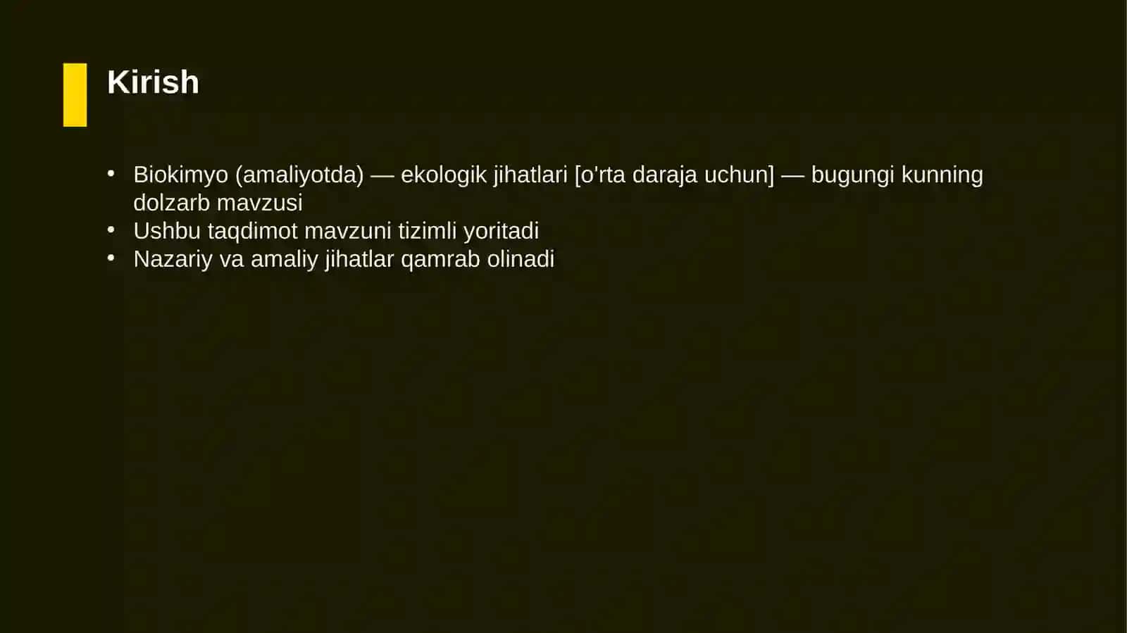 Biokimyo (amaliyotda) — ekologik jihatlari [o'rta daraja uchun] 3