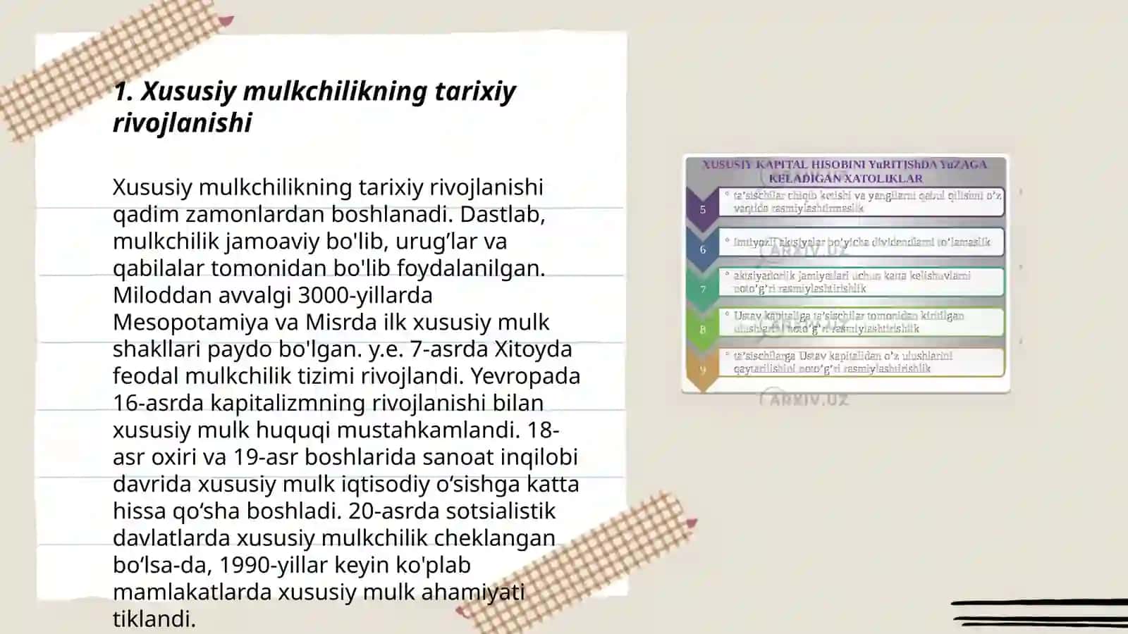 Iqtisodiy islohotlar xususiy mulkchilikning shakllanishi 3