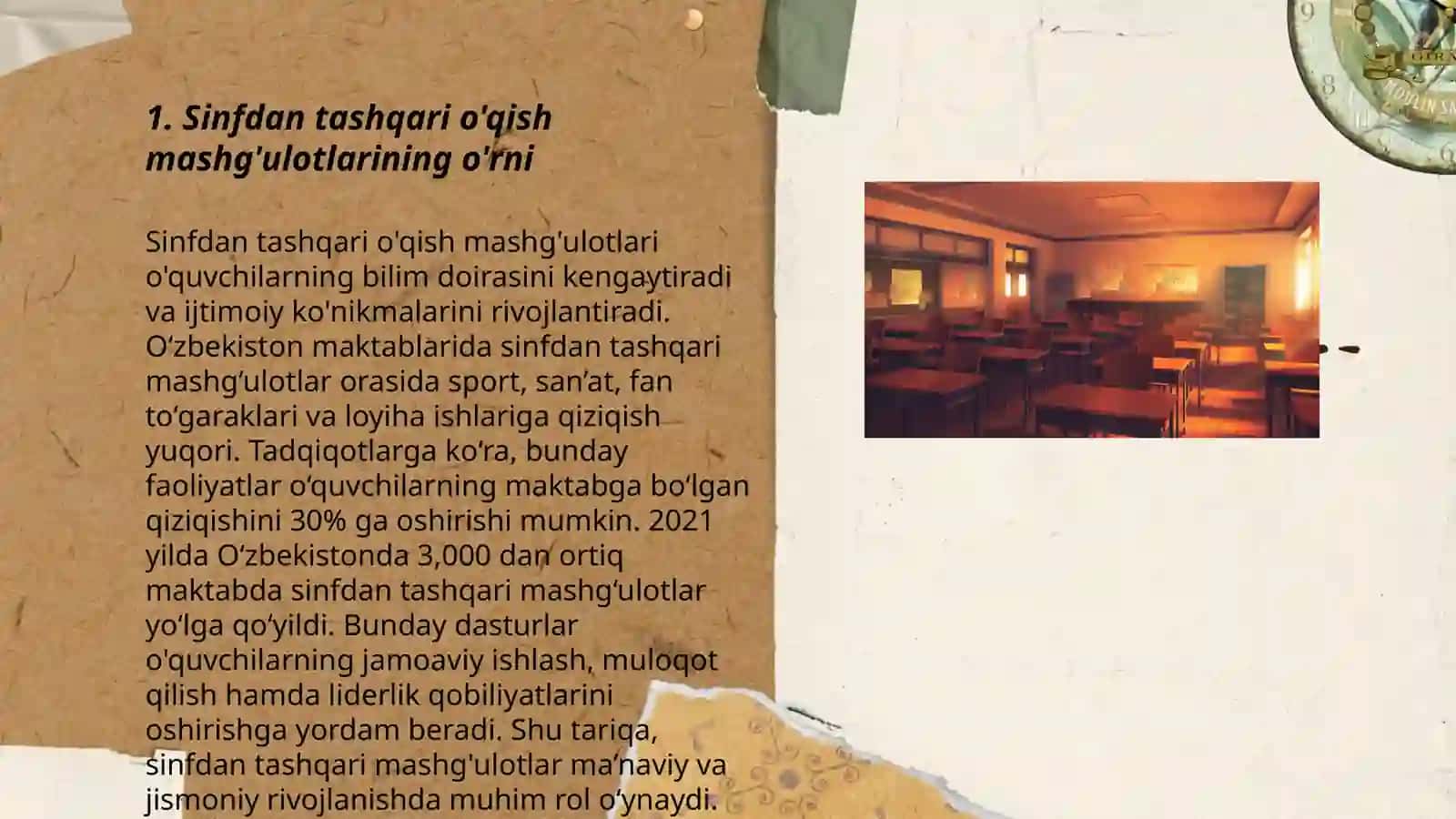 Savod órgatish davrida sinfdan tawqari óqish mashgulotlari 3