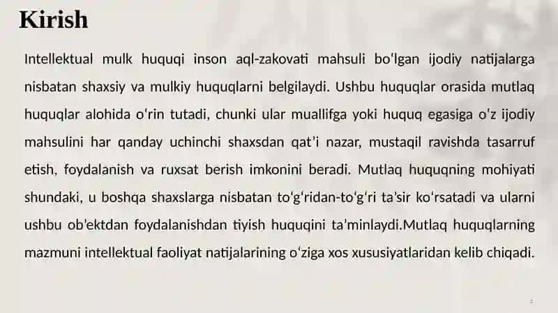 Mutlaq huquqni himoya qilish va uqlarni buzganlik uchun fuqarolik-huquqiy javobgarlik 3
