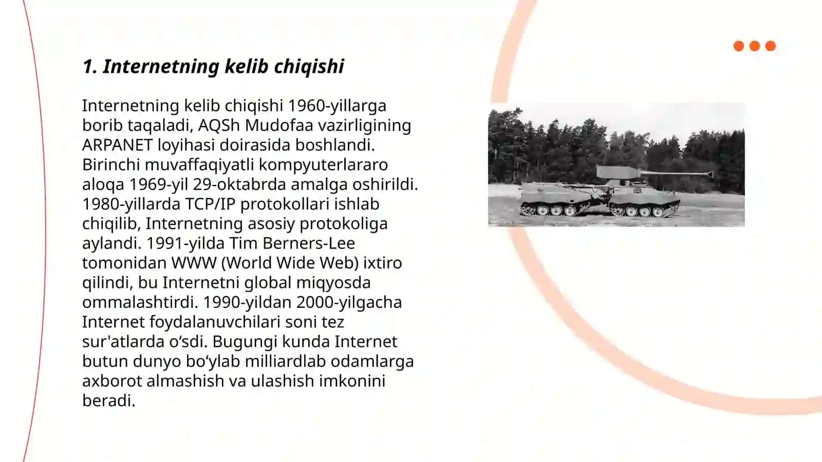 Internet tarixi va hozirgi kundagi oʻrni. Zulfiyabonu. Muslimabonu 3
