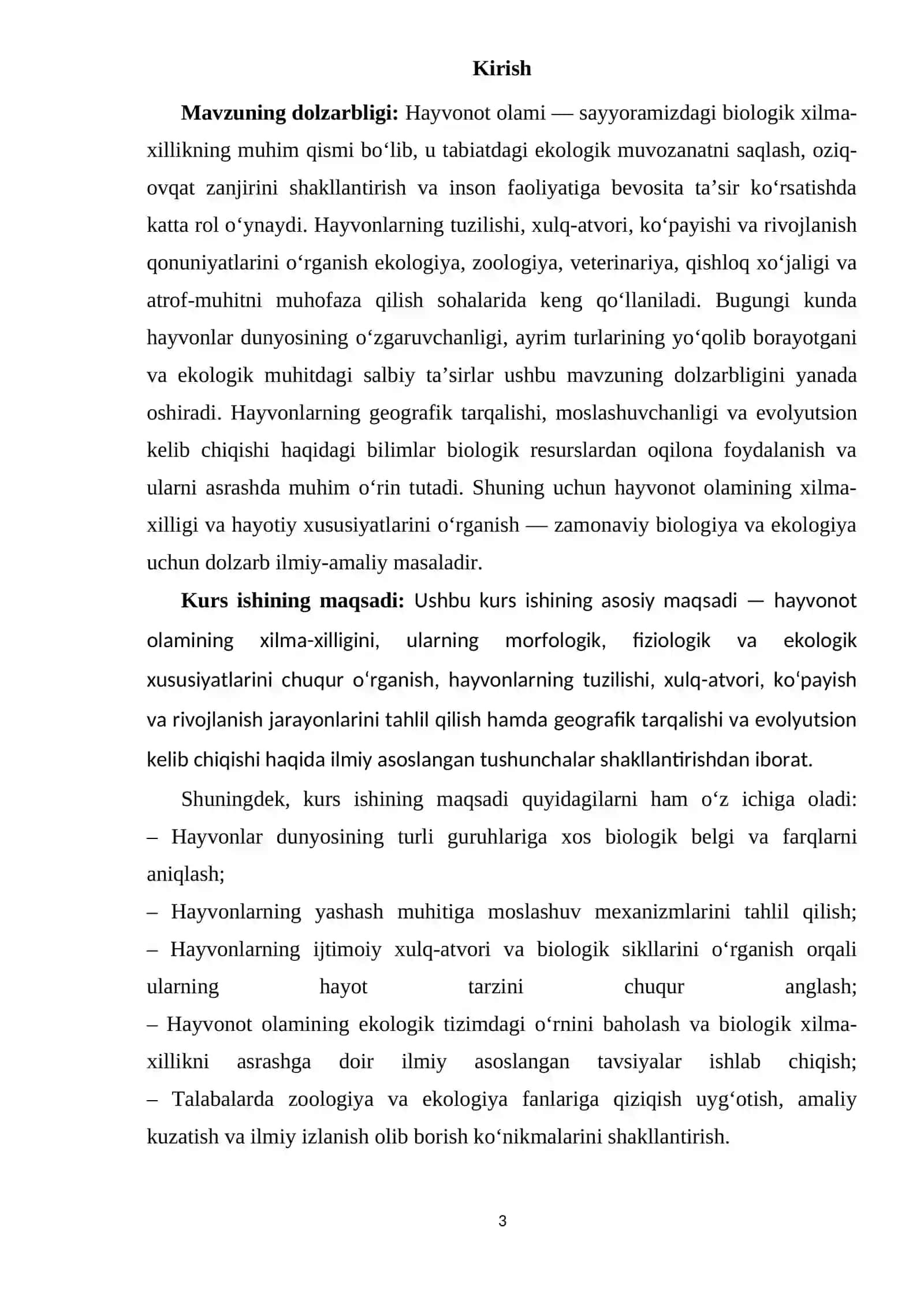 HAYVONOT OLAMINING XILMA-XILLIGI kurs iwi. 3