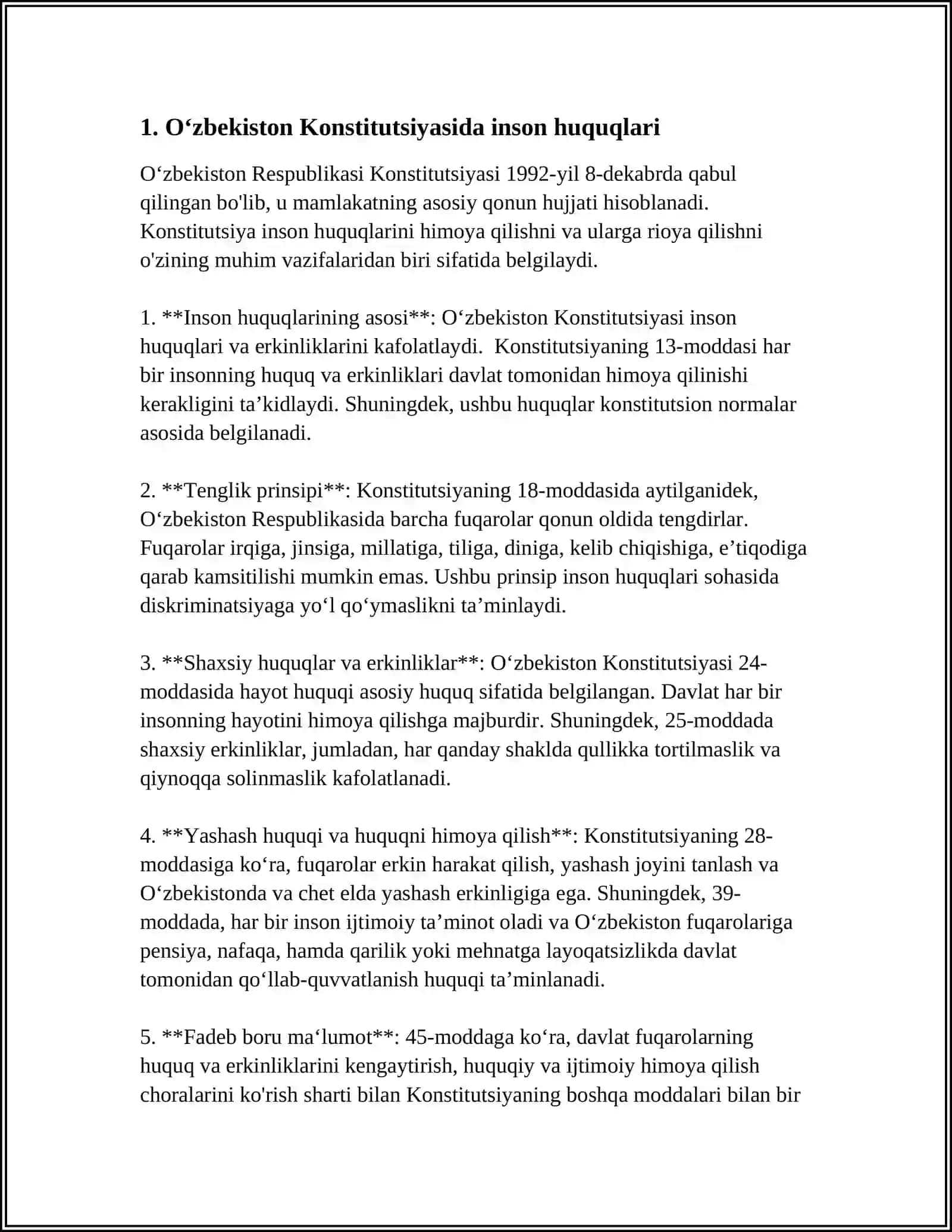 OʻZBEKISTONDA INSON HUQUQLARI VA ERKINLIKLARI KAFOLATINING YARATILISHI 3