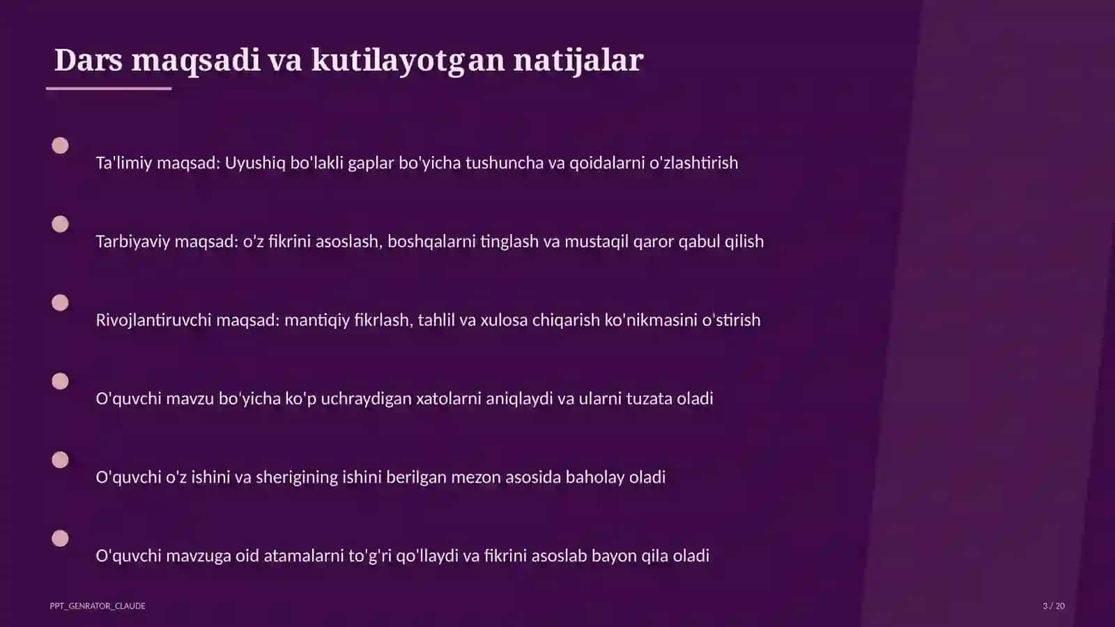 Uyushiq bo'lakli gaplar (4-sinf) 3