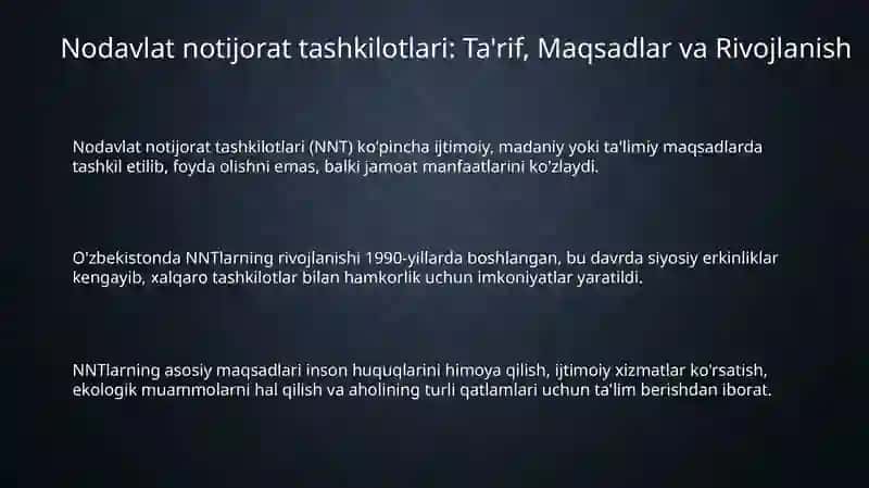 O'zbekistonda nodavlat notijorat tashkilotlari: Umumiy ko'rinish 3
