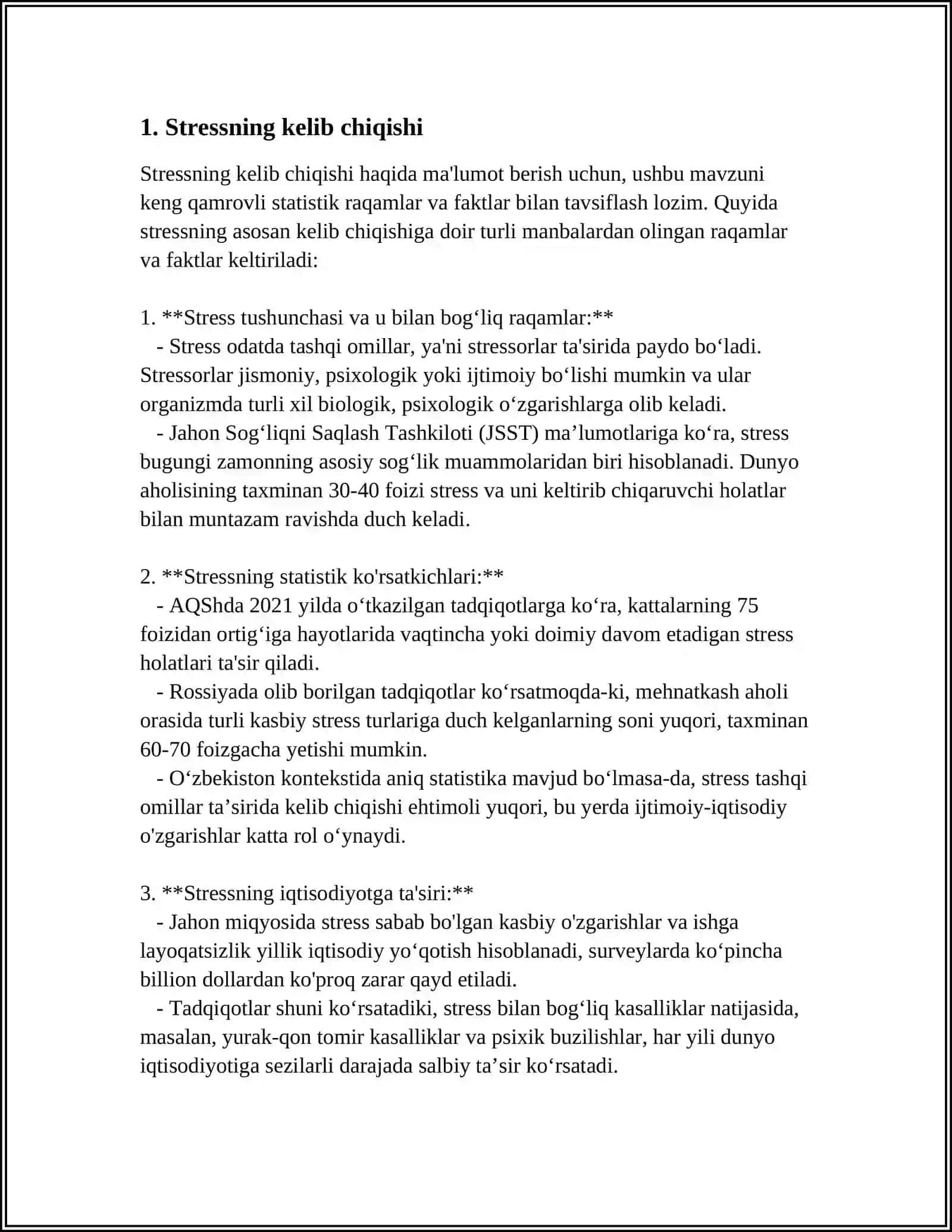 STRESS HAQIDA TUSHUNCHA. STRESS HAQIDAGI TA'LIMOTLAR 3