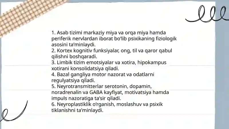 Asab tizimi va miya faoliyatining psixika bilan bogʻliqligi 3