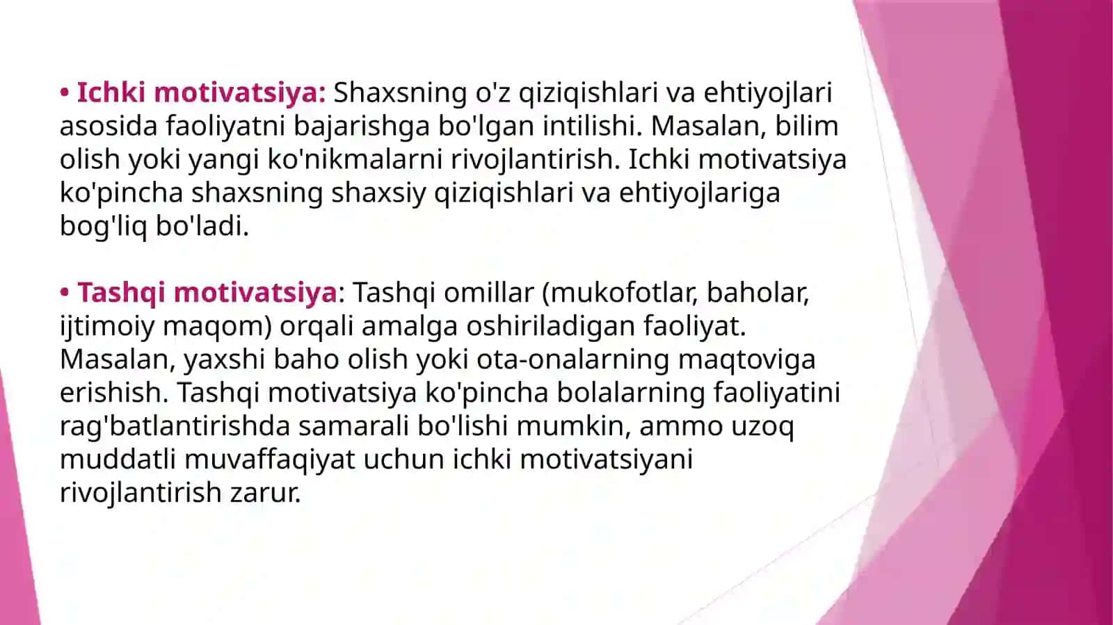 Yosh davrida motivatsion sohadagi oʻzgarishlar, uning sabablari va alomatlari, maktabga psixologik tayyorgarlik muammosi 3