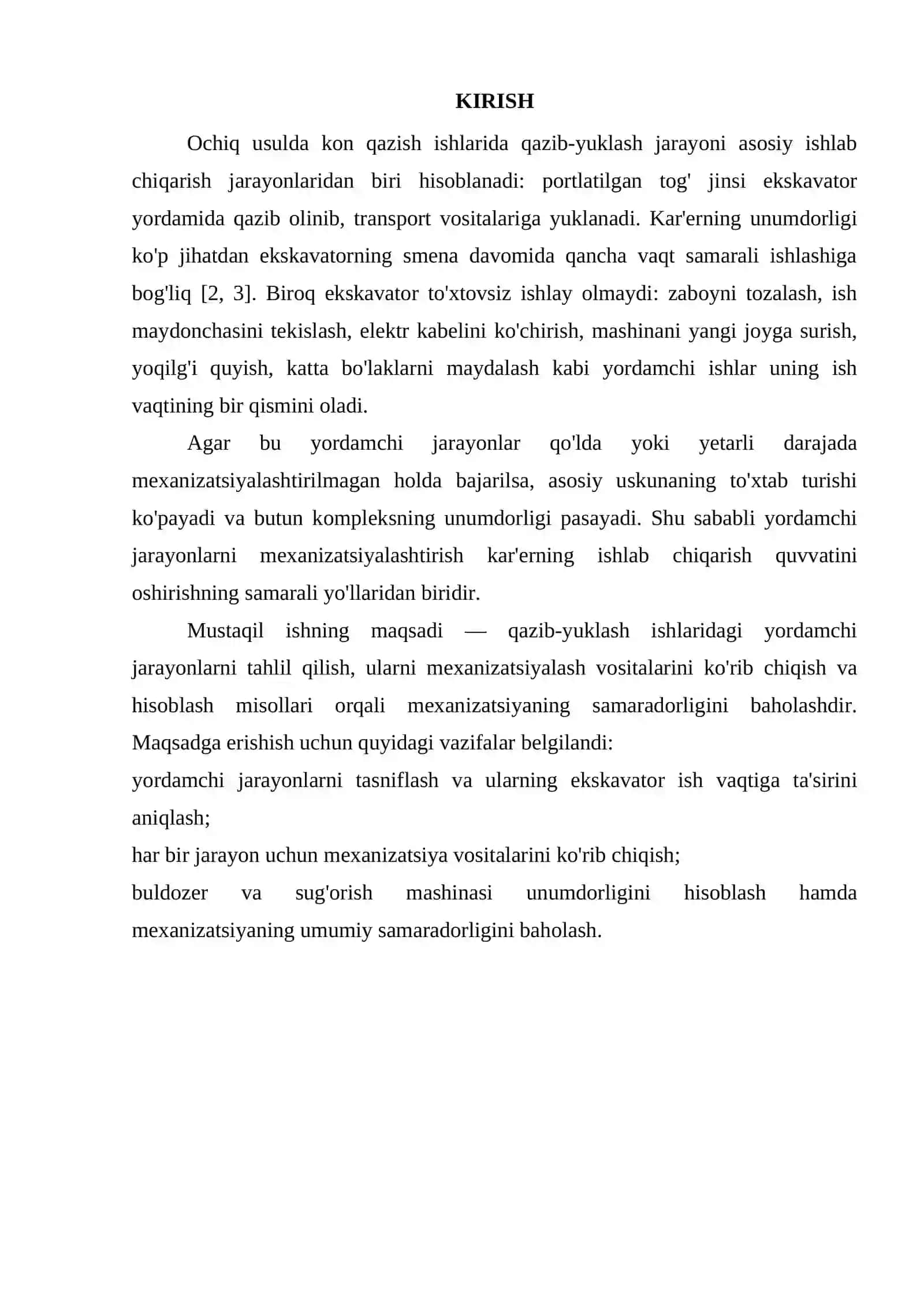 Qazib-yuklash ishlarida yordamchi jarayonlarni mexanizatsiyalashtirish 3