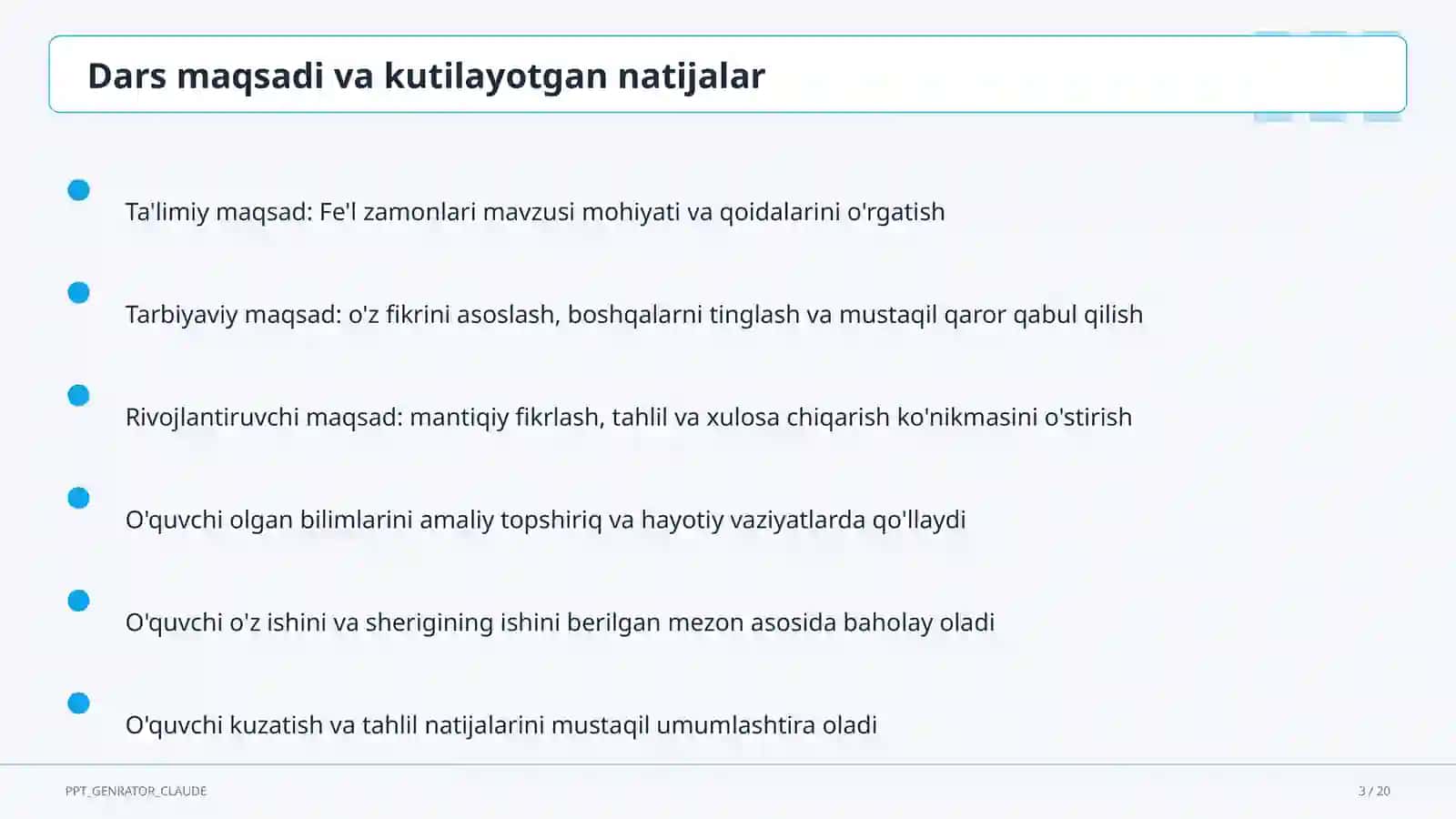 Fe'l zamonlari (4-sinf) 3