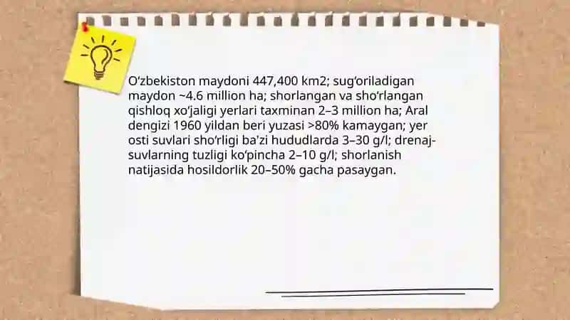 O‘zbekiston sharoitida shor suvlarni chuchiklashtirish gʻoyasini ishlap chqish 3