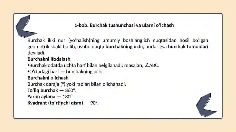 Burchaklar va ularning turlari 3