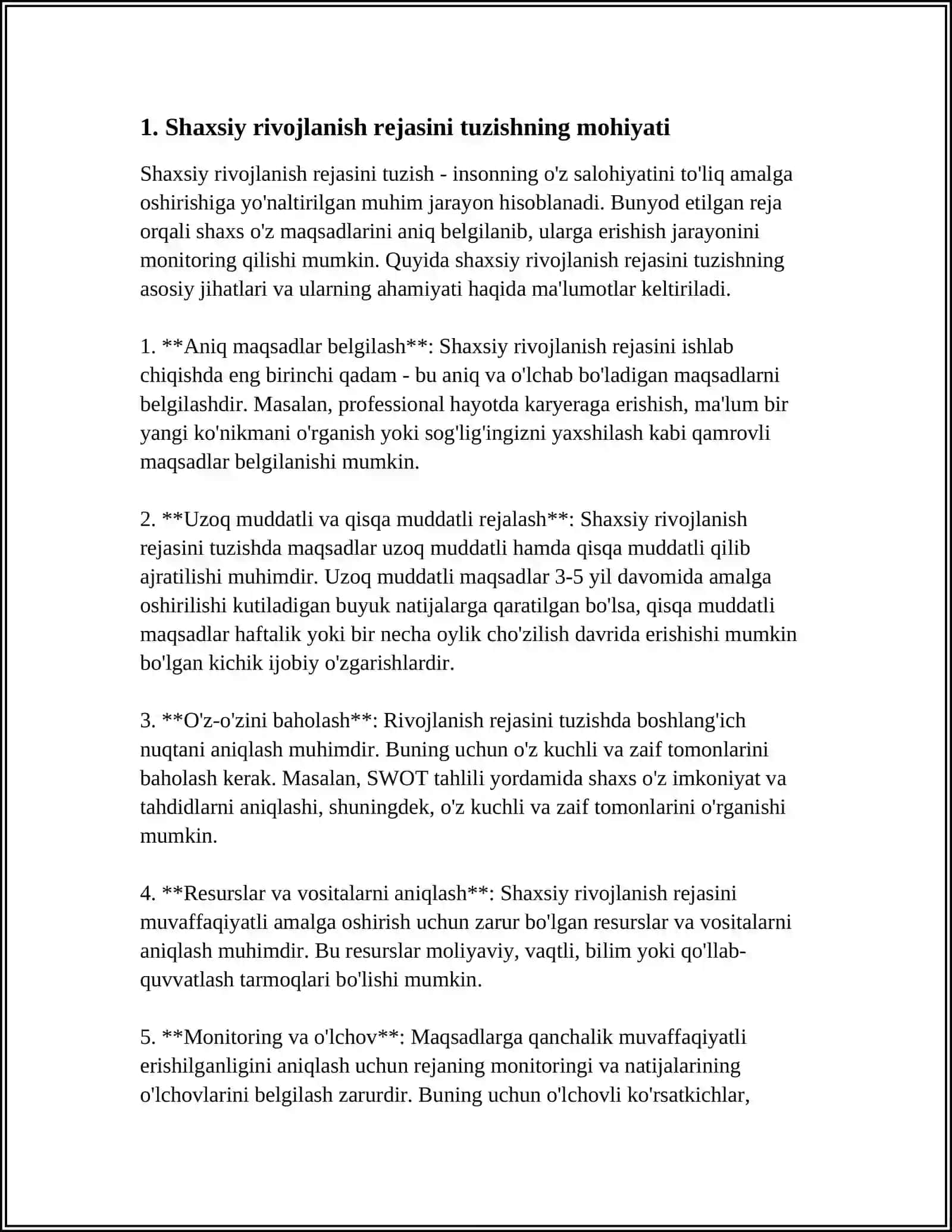 SHAXSIY RIVOJLANISH REJASINI TUZISH.HUQUQSHUNOSNING HARAKATLAR TAKTIKASI VA STRATEGIYASI. VAQTNING HUQUQSHUNOS HAYOTI VA MEHNAT FAOLIYATIDAGI AHAMIYAT 3
