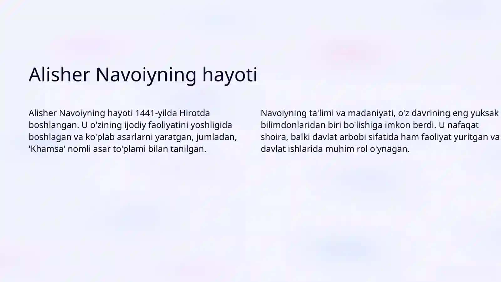 ALISHER NAVOIY; HAMSASIGA TA'RIF 3