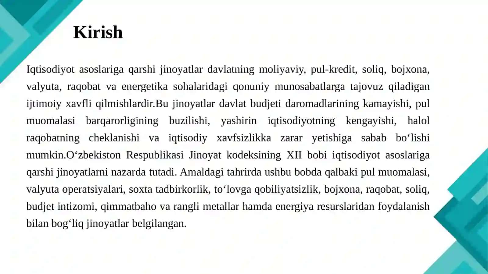 IQTISODIYOT ASOSLARIGA QARSHI JINOYATLAR 3