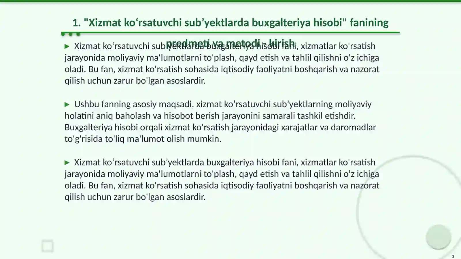 Xizmat koʻrsatuvchi sub’yektlardagi buxgalteriya hisobi 3
