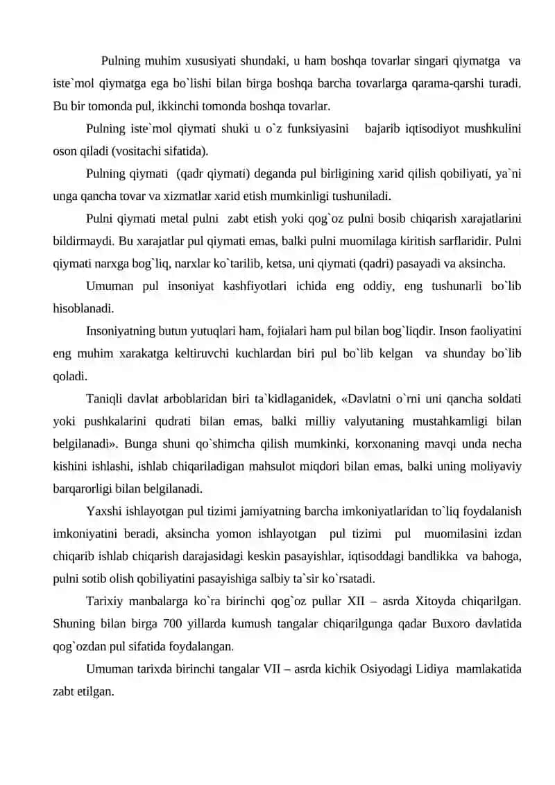 Pulning paydo bo‘lishi, zarurligi va funksiyalari 3