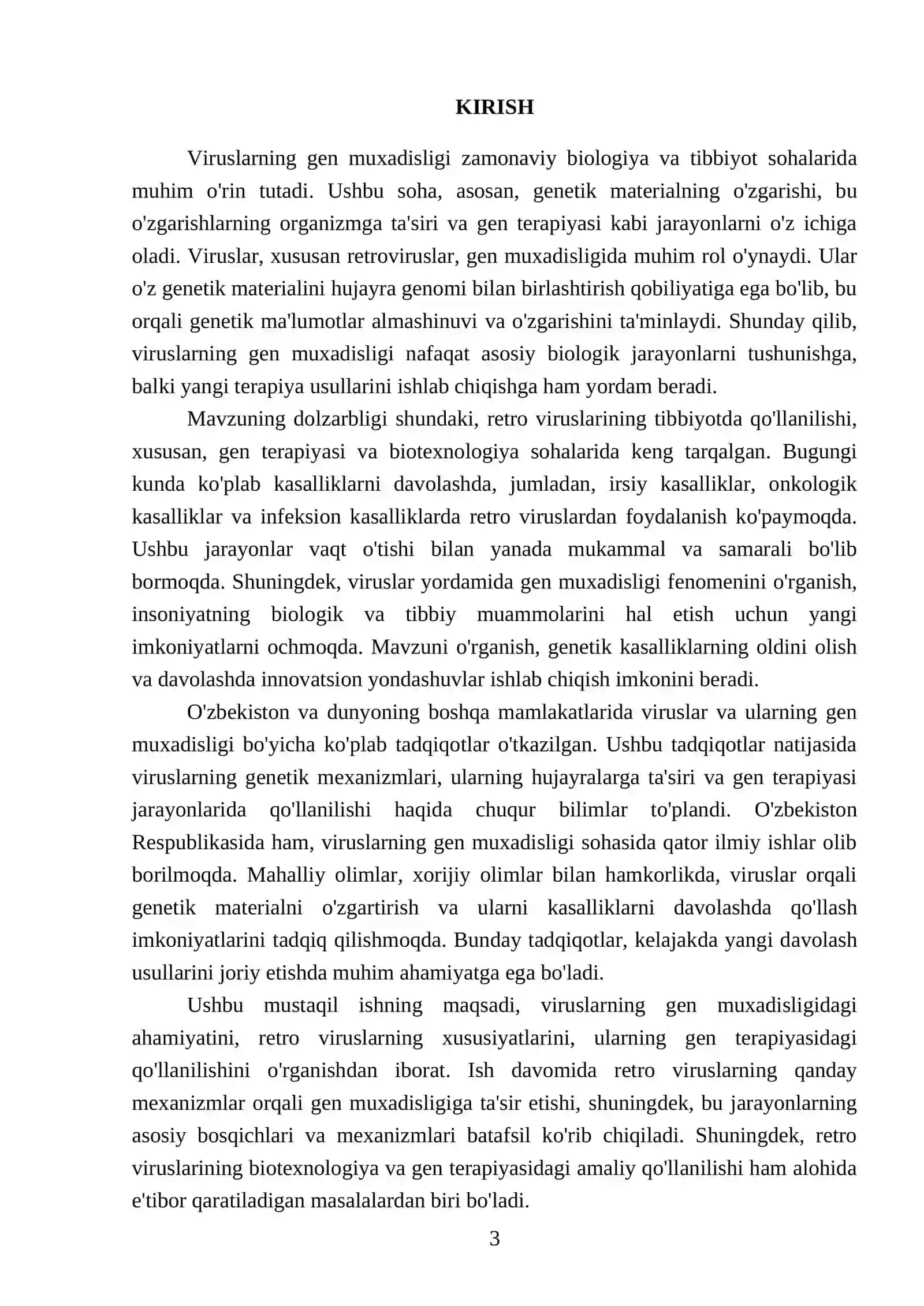 Viruslarning gen muxadisligida qollanilishi. Retro viruslarining misolida 3