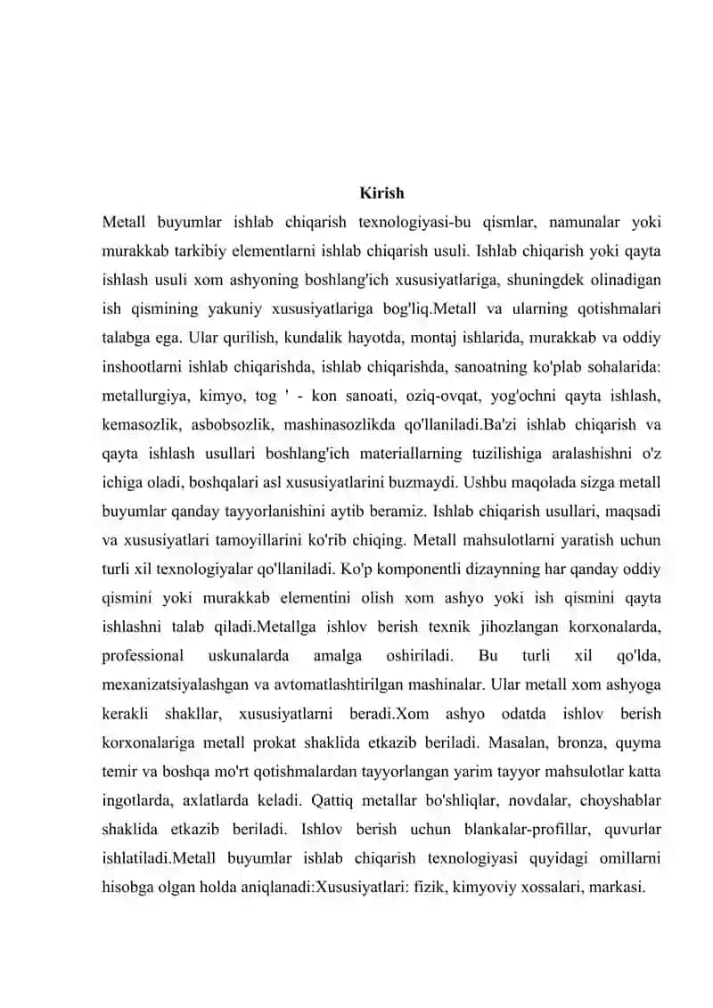Metall buyumlar ishlab chiqarish texnologiyasi 3