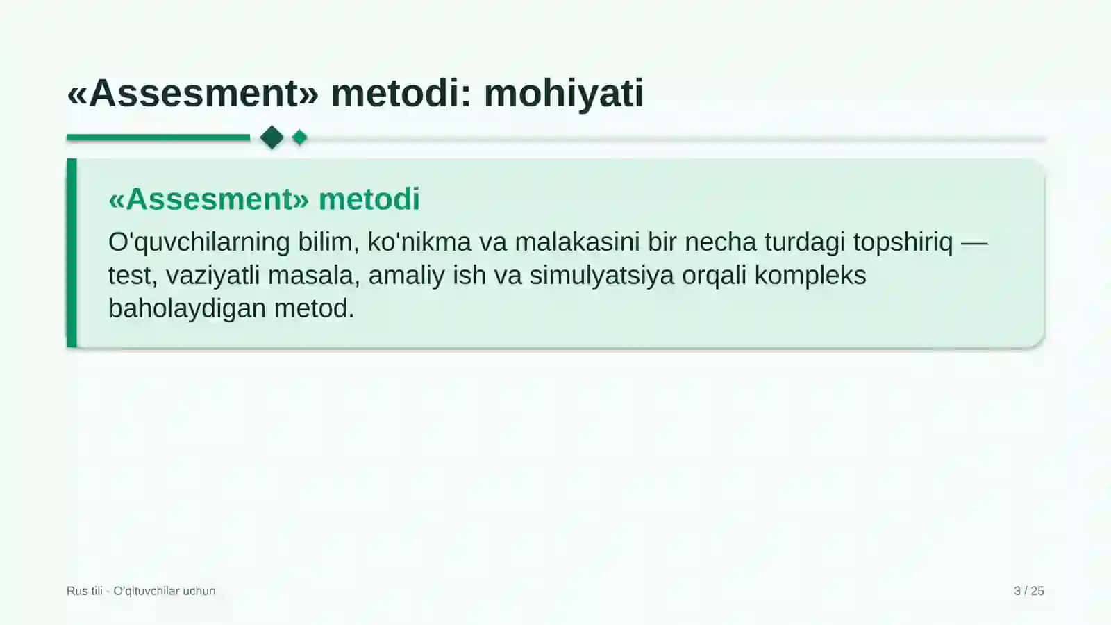 rus tili darslarida assesment metodidan foydalanish 8498 3