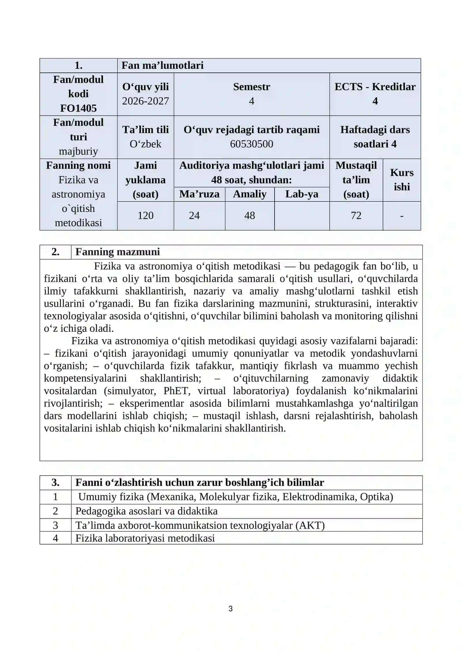 FIZIKA VA ASTRONOMIYA O‘QITISH METODIKASI 3