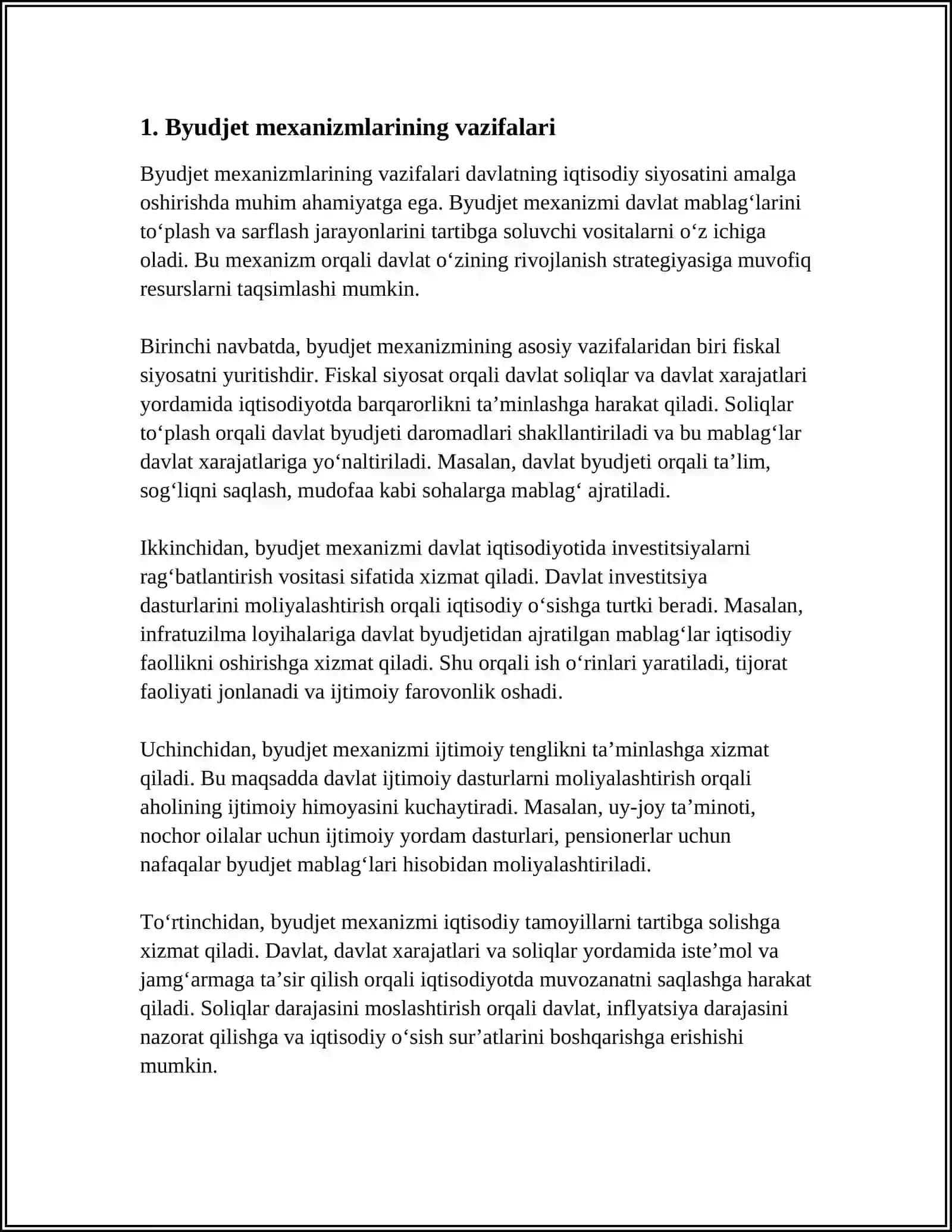 "BYUDJET MEXANIZIMI " TUSHUNCHASI 3