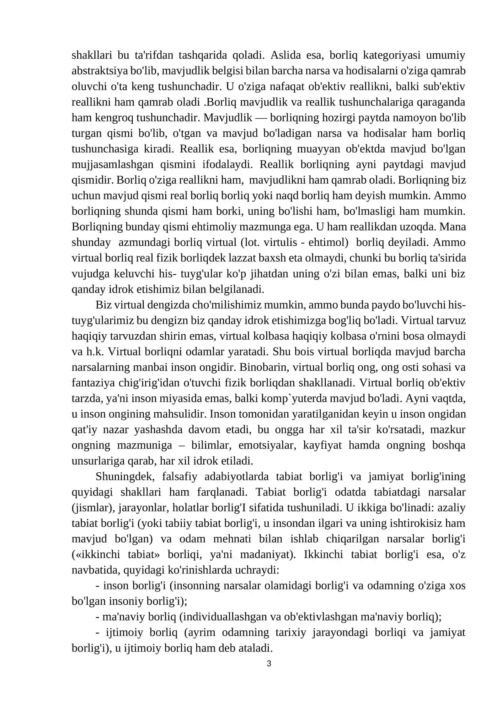 Borliq va rivojlanish falsafasi 3
