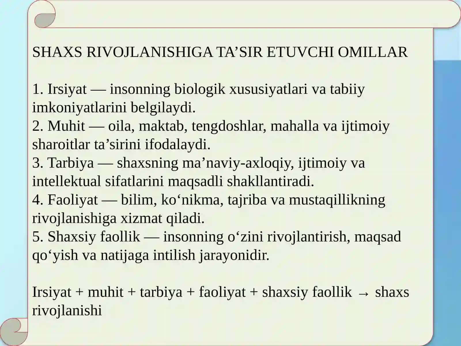 Shaxs rivojlanishiga taqdimot 3