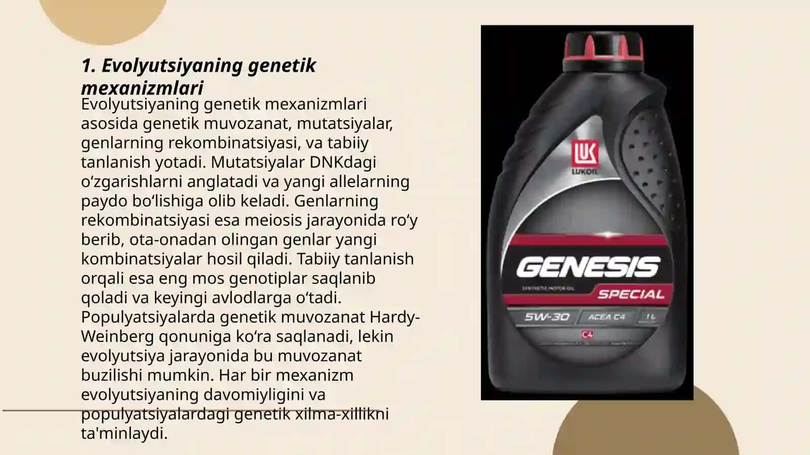 Evolyutsiyaning genetik va ekologik asoslari 3