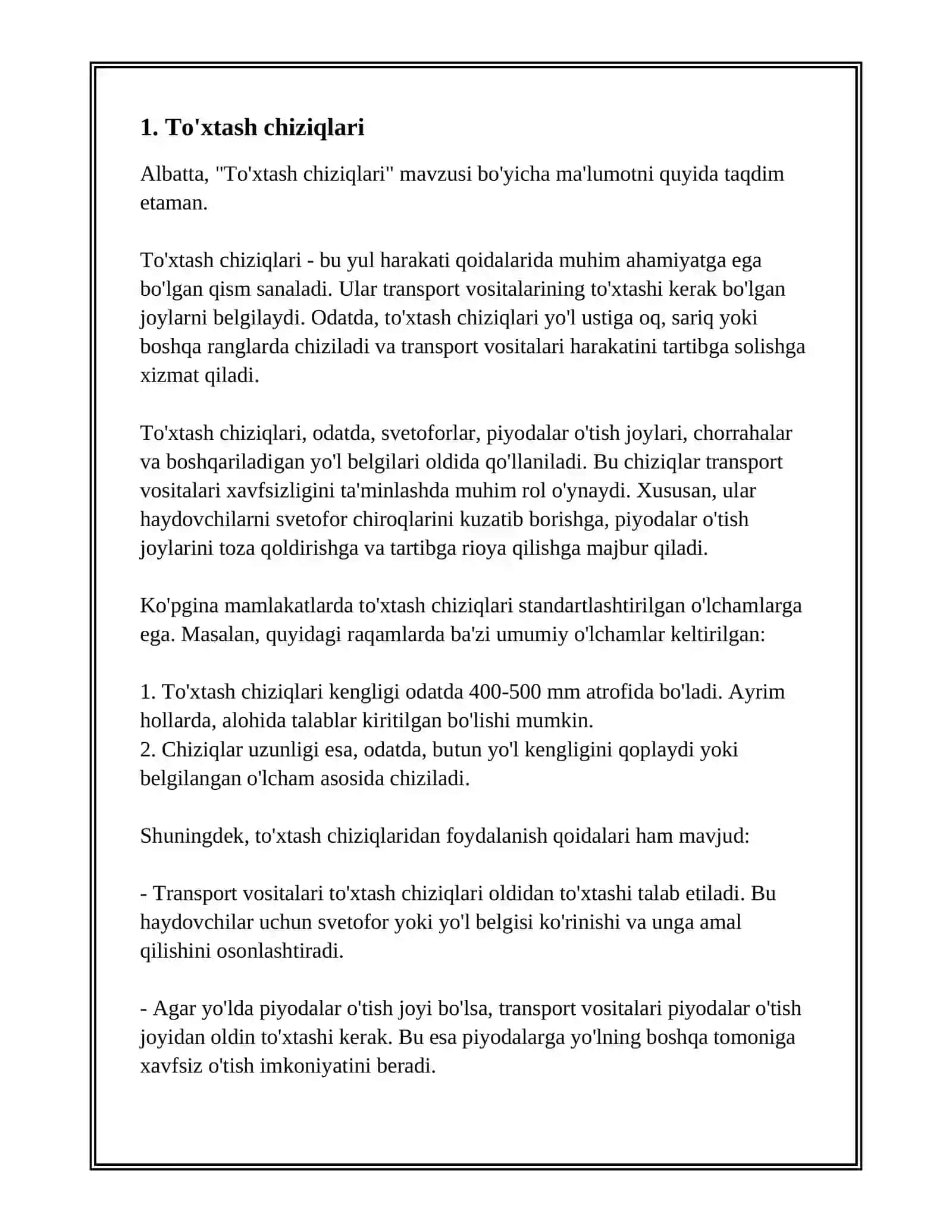 YOʻL BELGI CHIZIQLARI 3
