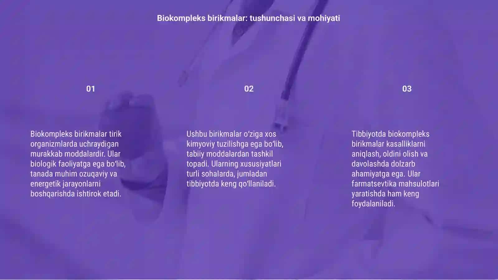 Biokompleks birikmalar va ularning tibbiyotda ishlatilishi 3