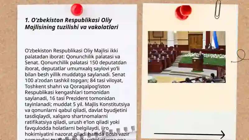 Oʻzbekiston Respublikasi Oliy Majlisining tuzilishi va vakolatlari 3
