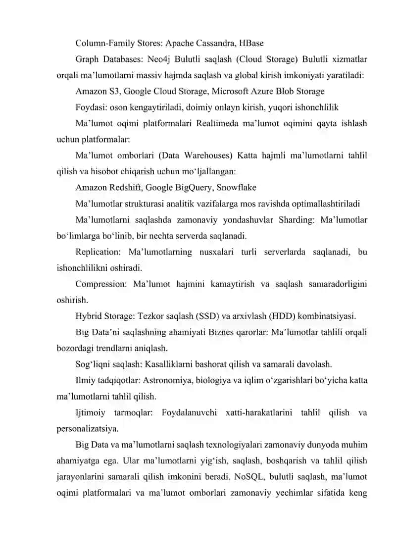 BIG DATA VA MA'LUMOTLARNI SAQLASH TEXNOLOGIYALARI. 3