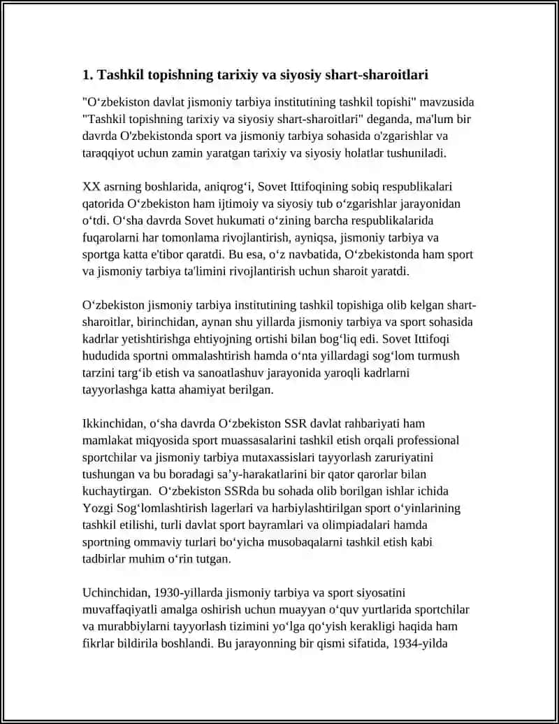 O‘zbekiston Davlat Jismoniy Tarbiya Institutining Tashkil Topishi 3