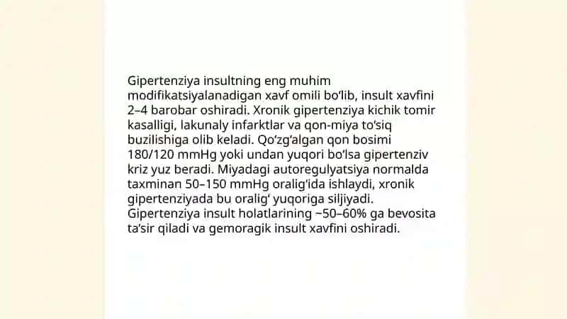 Miyada qon aylanishni o‘tkir buzlishi sabablari birinchi tibbiy yordam 3