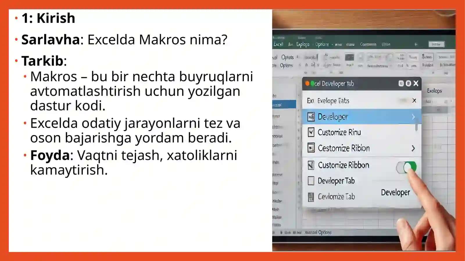 EXCELDA MAKROS YOZISH. MAKROSNI ISHGA TUSHIRISH 3