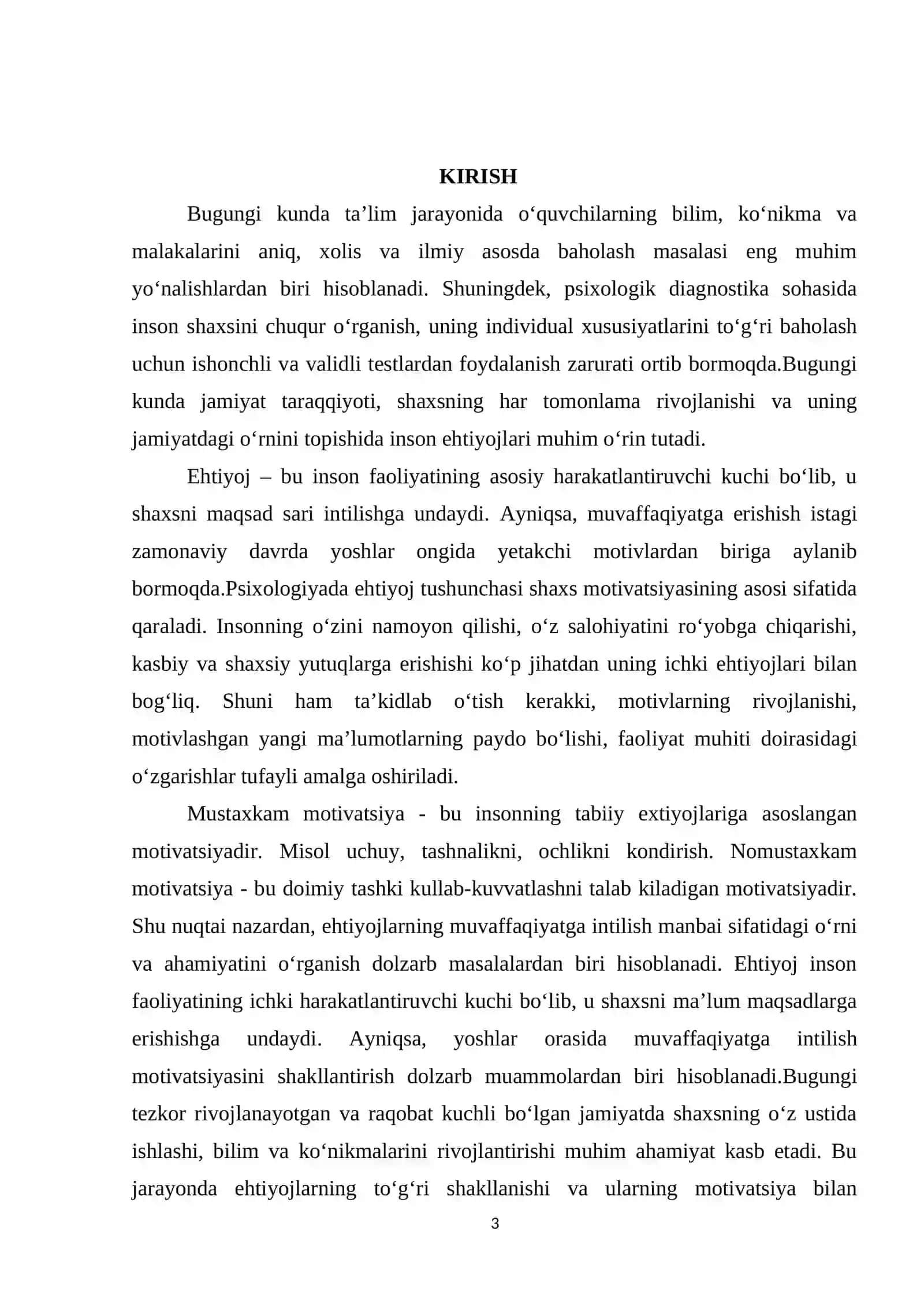 EHTIYOJ TUSHUNCHASI, MUVAFFAQIYATGA INTILISH MANBAI SIFATIDA 3