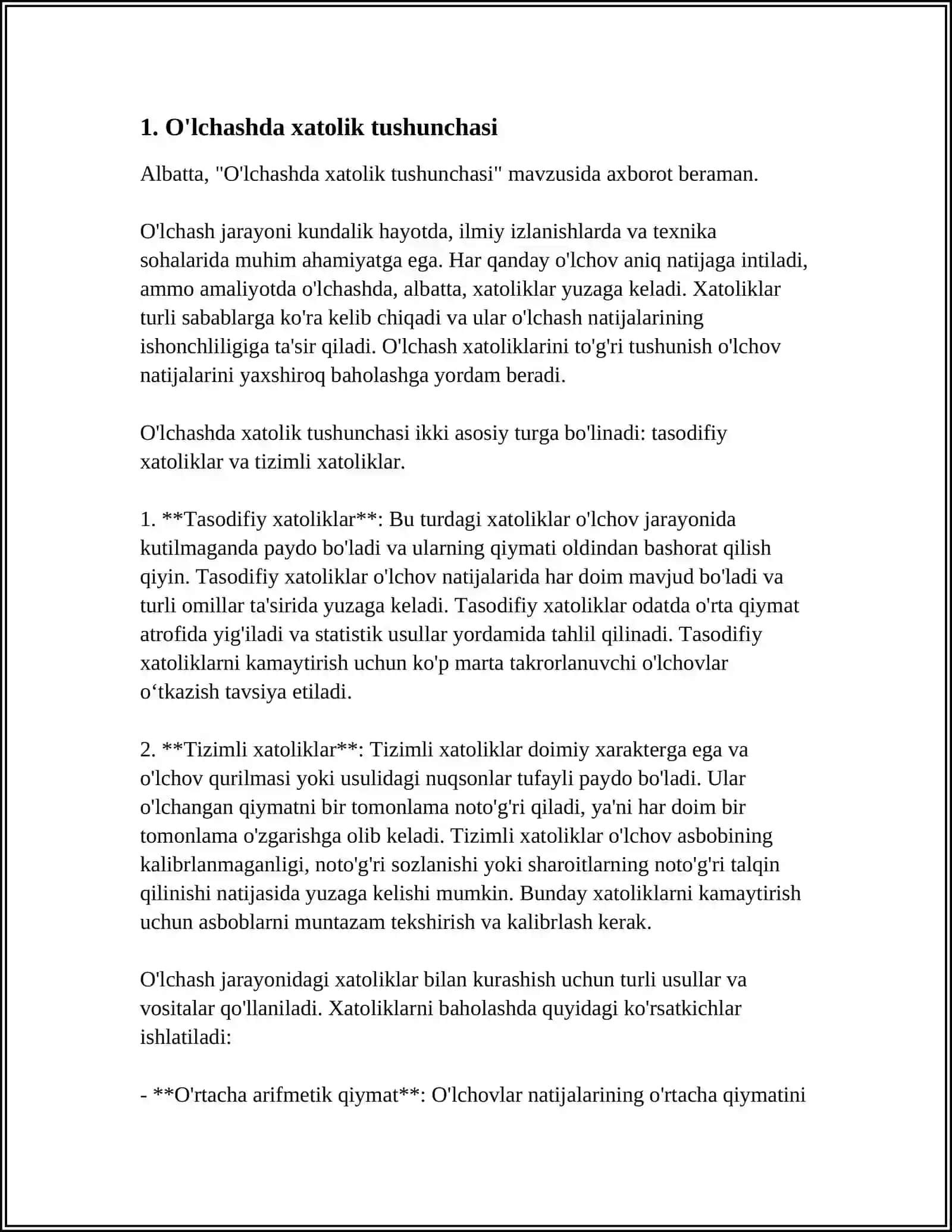 O'lchash Xatoliklari va Ularning Turlari 3