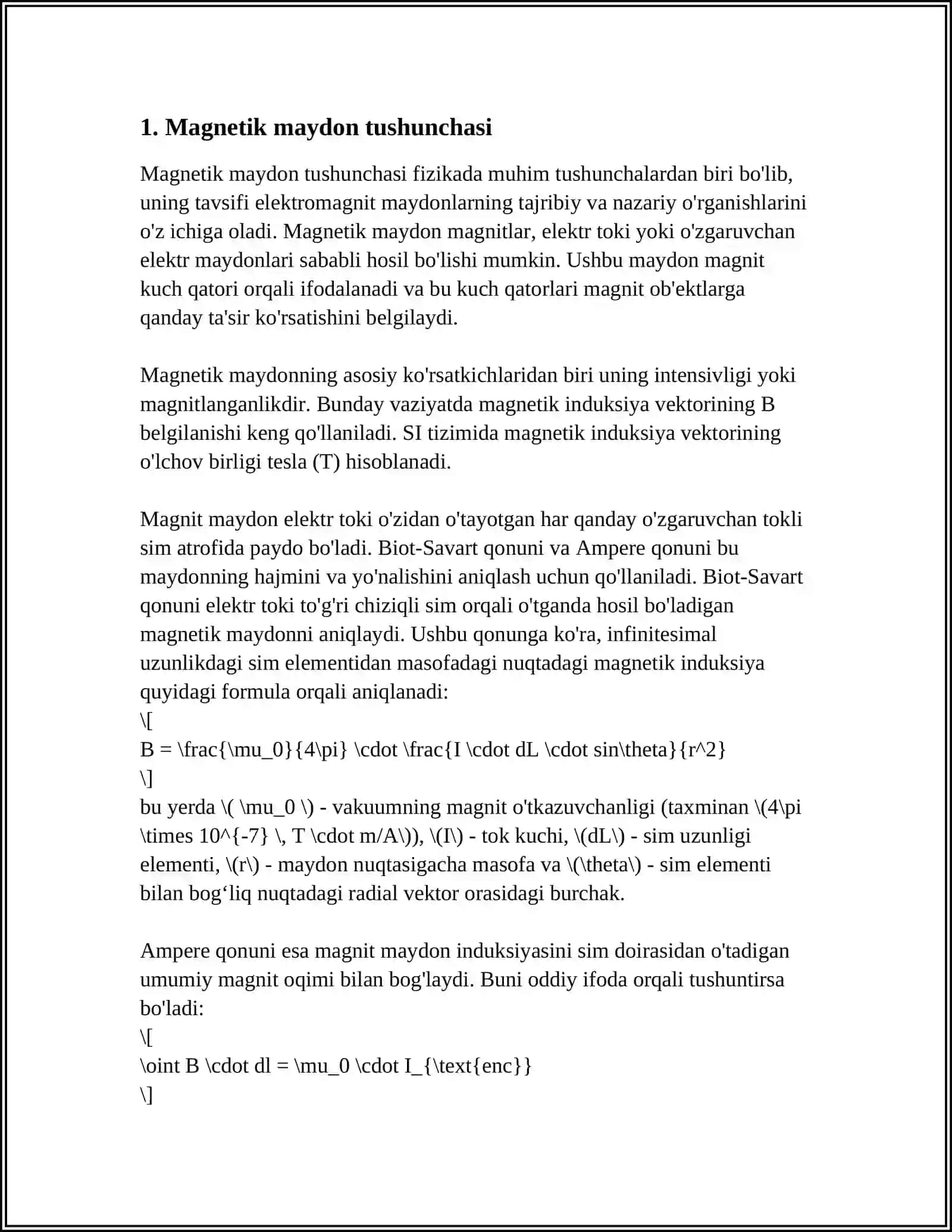 MAGNETIKLARDA MAYDONNI HISOBLASH 3