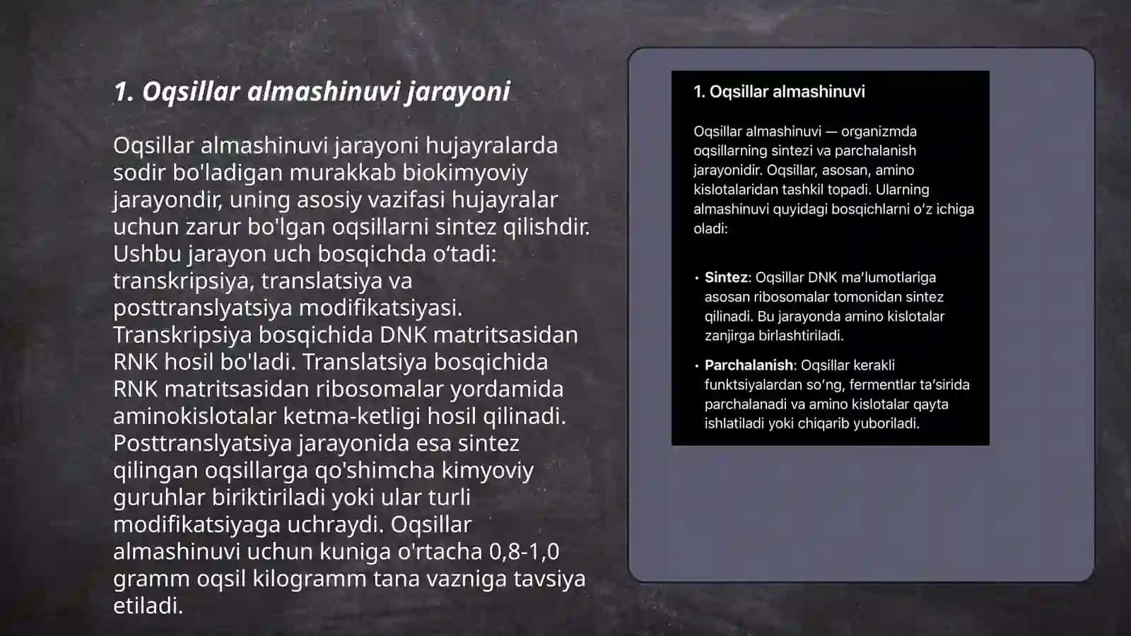 Oqsillar almashinuvi, hazmlanishi va so’rilishi 3
