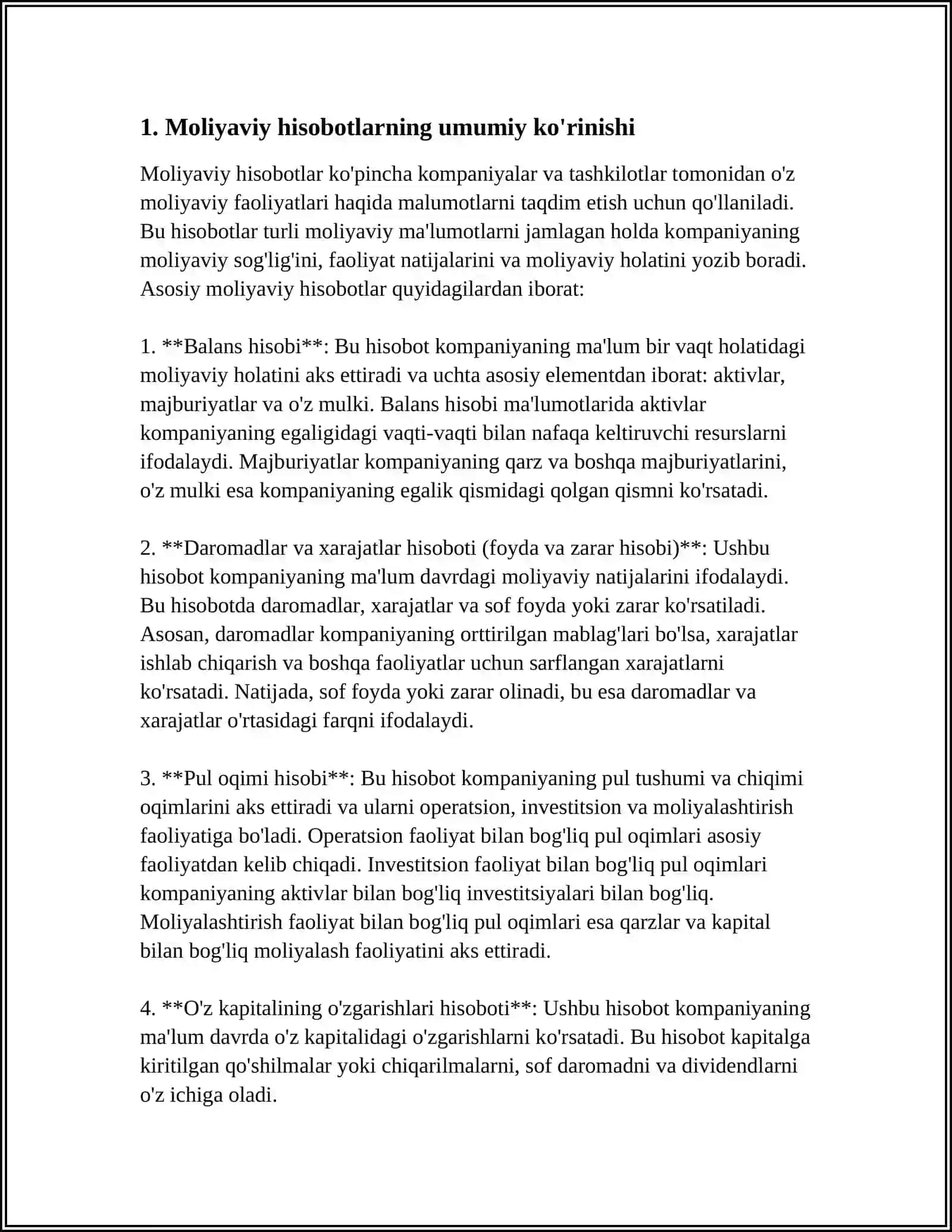 Moliyaviy hisobotlarning umumiy ko'rinishi 3
