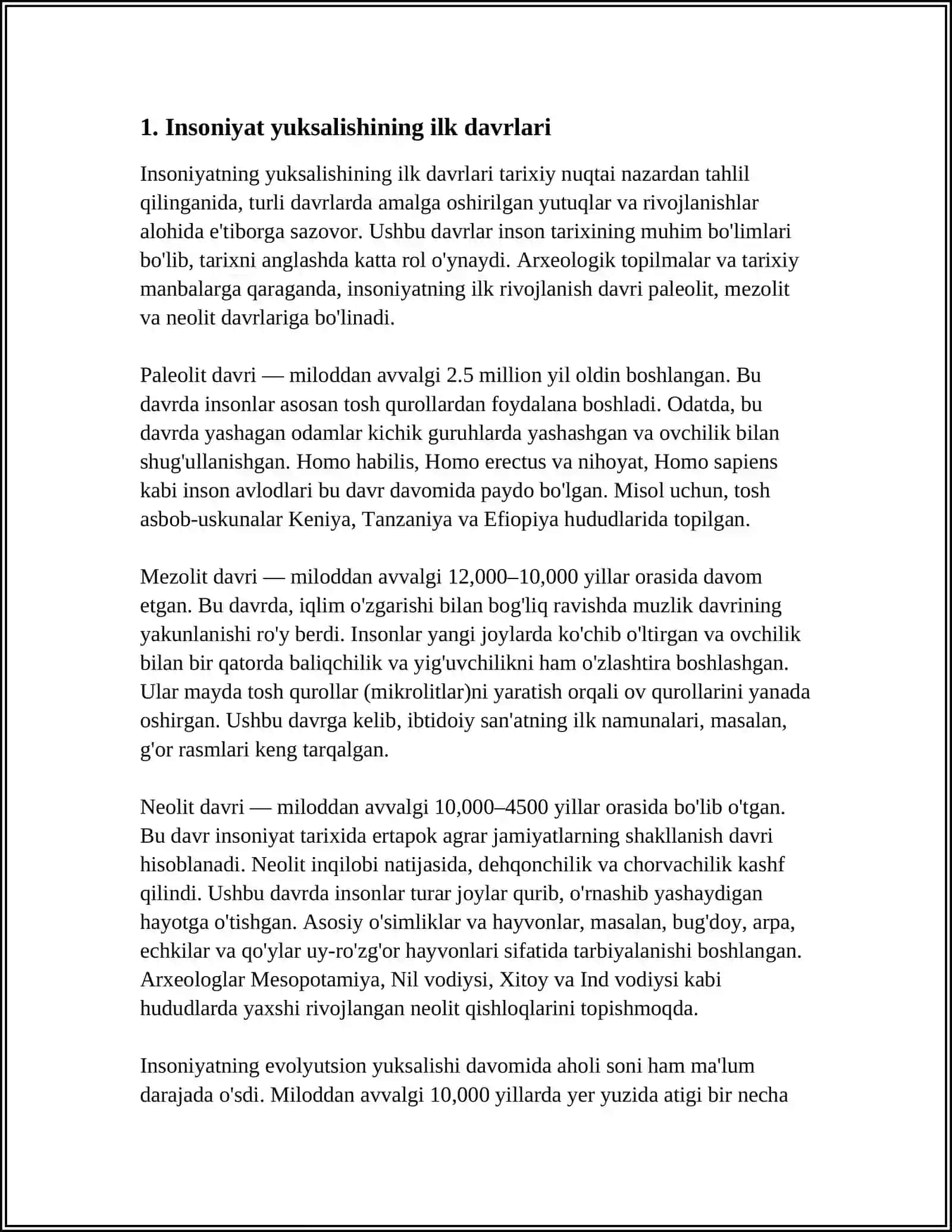 INSONIYAT YUKSALISHINING ILK DAVRLARI 3